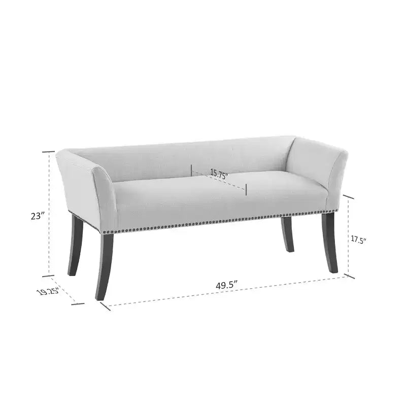 Panca rettangolare imbottita con borchie decorative, 1 posto