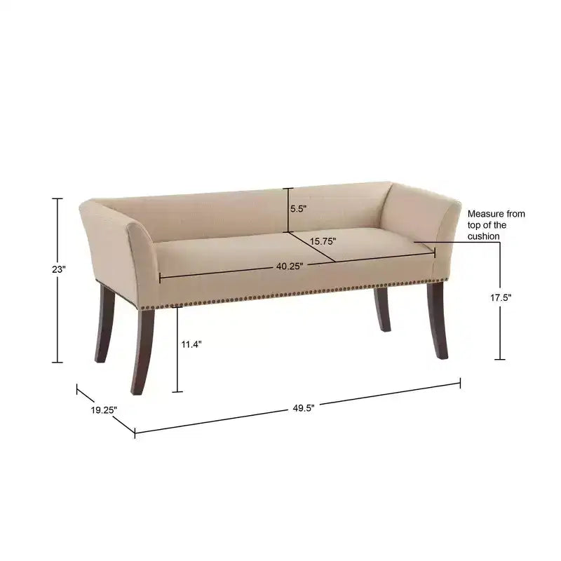 Panca rettangolare imbottita con borchie decorative, 1 posto