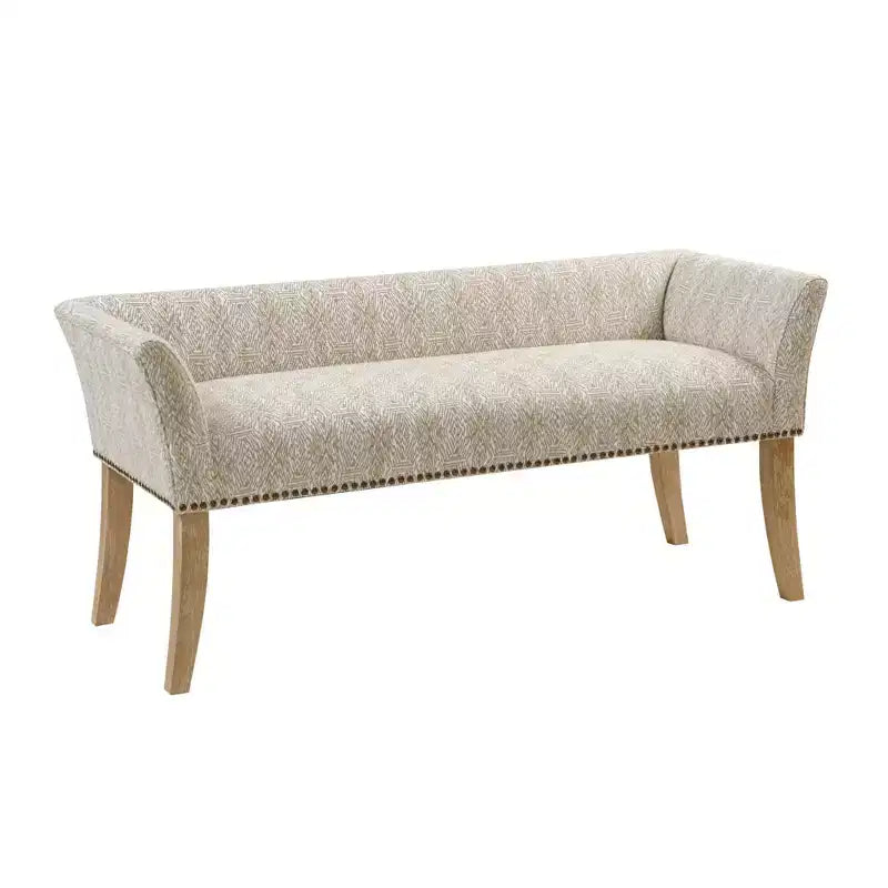Panca rettangolare imbottita con borchie decorative, 1 posto
