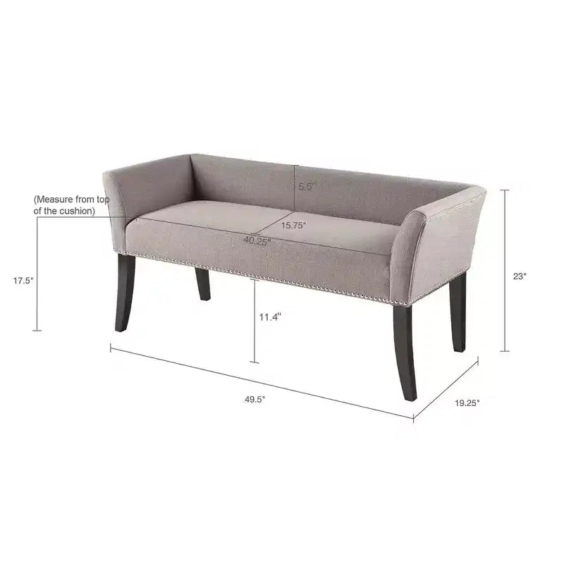Panca rettangolare imbottita con borchie decorative, 1 posto