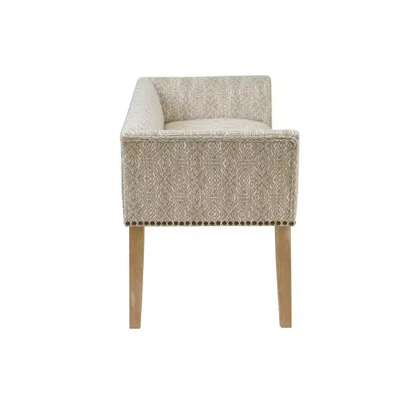 Panca rettangolare imbottita con borchie decorative, 1 posto