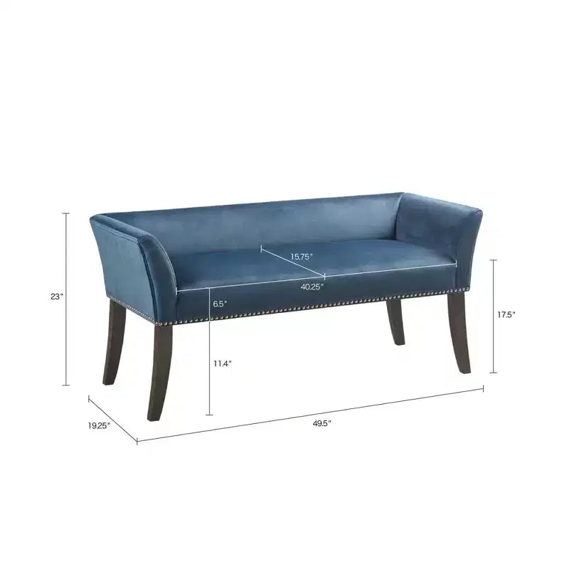 Panca rettangolare imbottita con borchie decorative, 1 posto