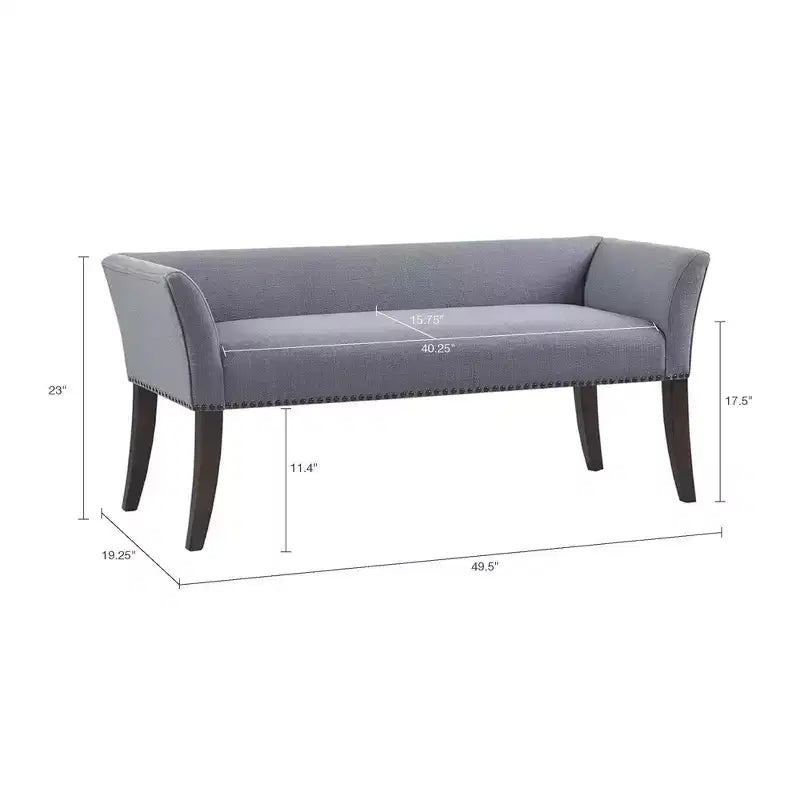Panca rettangolare imbottita con borchie decorative, 1 posto