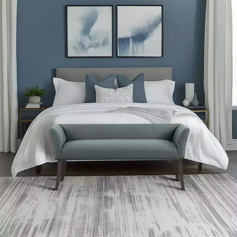 Panca rettangolare imbottita con borchie decorative, 1 posto