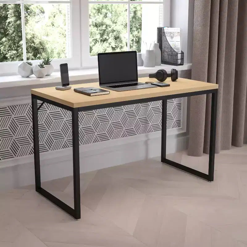 Scrivania da ufficio monoposto moderna industriale, 119 cm, vari colori e opzioni telaio