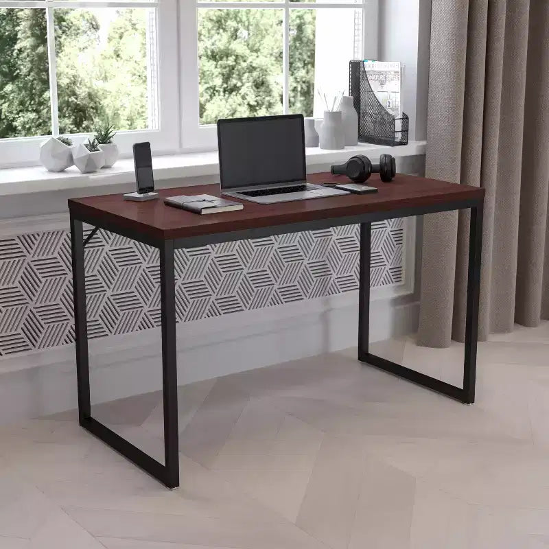 Scrivania da ufficio monoposto moderna industriale, 119 cm, vari colori e opzioni telaio