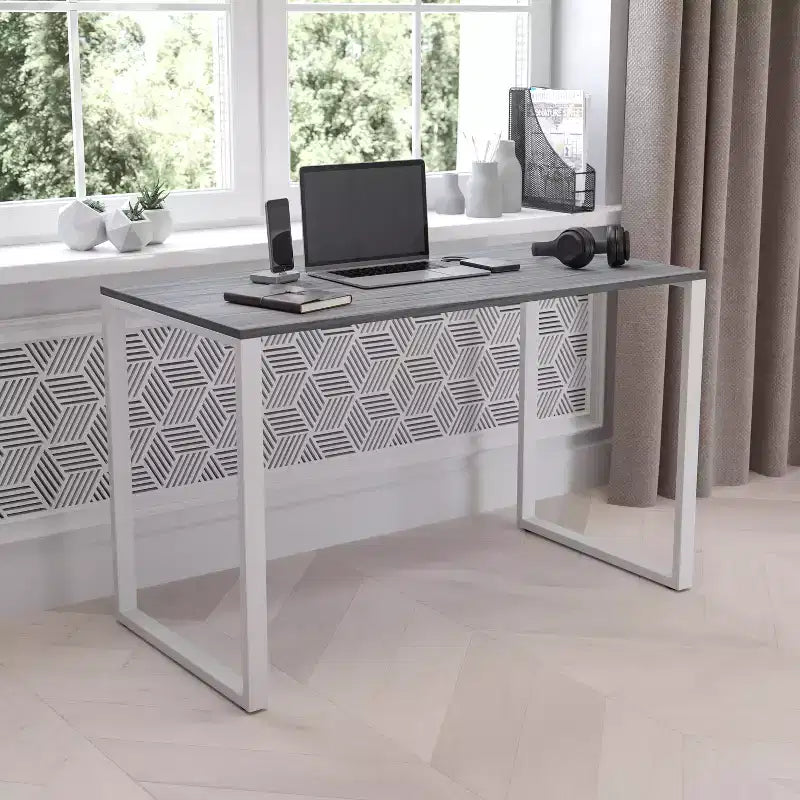Scrivania da ufficio monoposto moderna industriale, 119 cm, vari colori e opzioni telaio