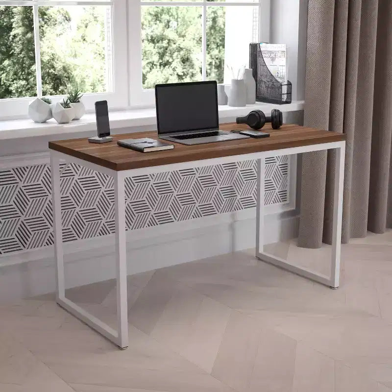Scrivania da ufficio monoposto moderna industriale, 119 cm, vari colori e opzioni telaio